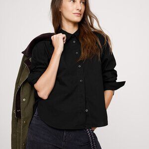 NWT!! Banana Republic Black Perfect Boxy Cotton Poplin Blouse Shirt Top XS